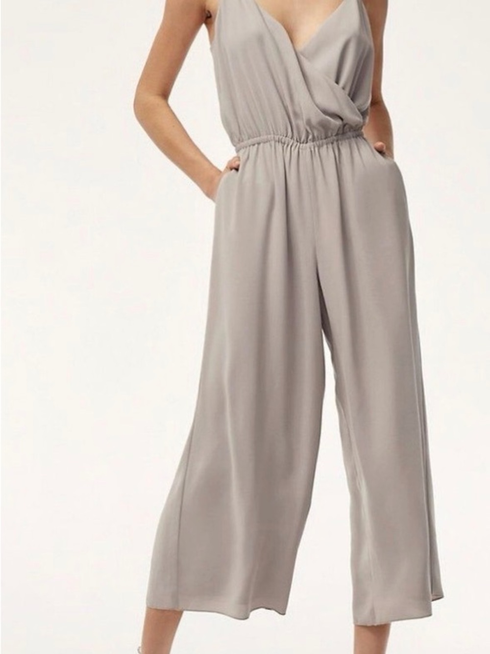 Wilfred Melodie Taupe Sleeveless Wide-Leg Jumpsuit